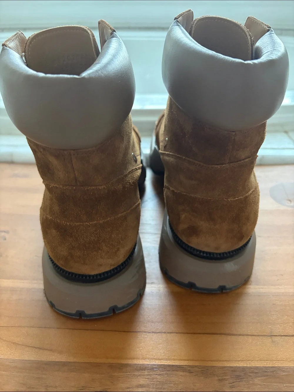 Genuine Hermes Men's Brown Suede Lace-Up Boot with Red Laces